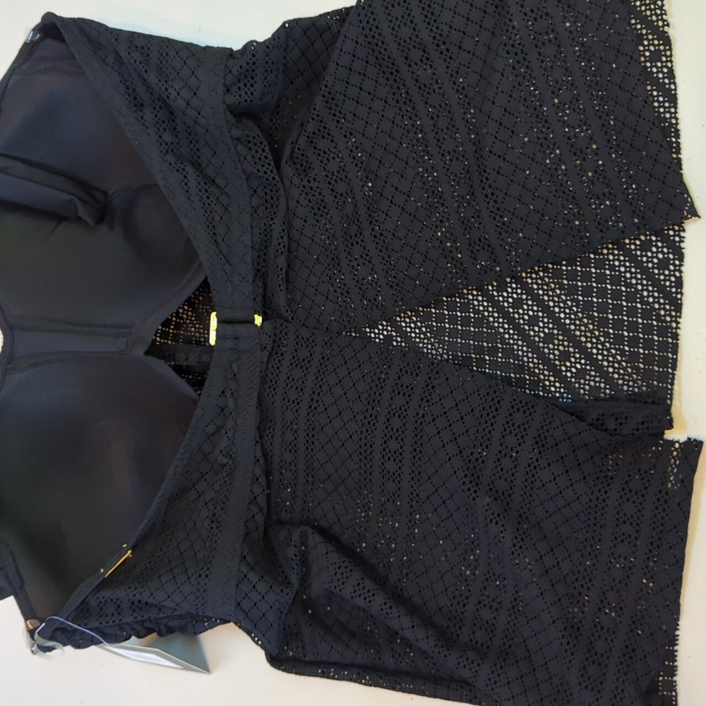 Ellen Tracy, Easy Breezy Black Tankini Top. 40D - Picture 6 of 11
